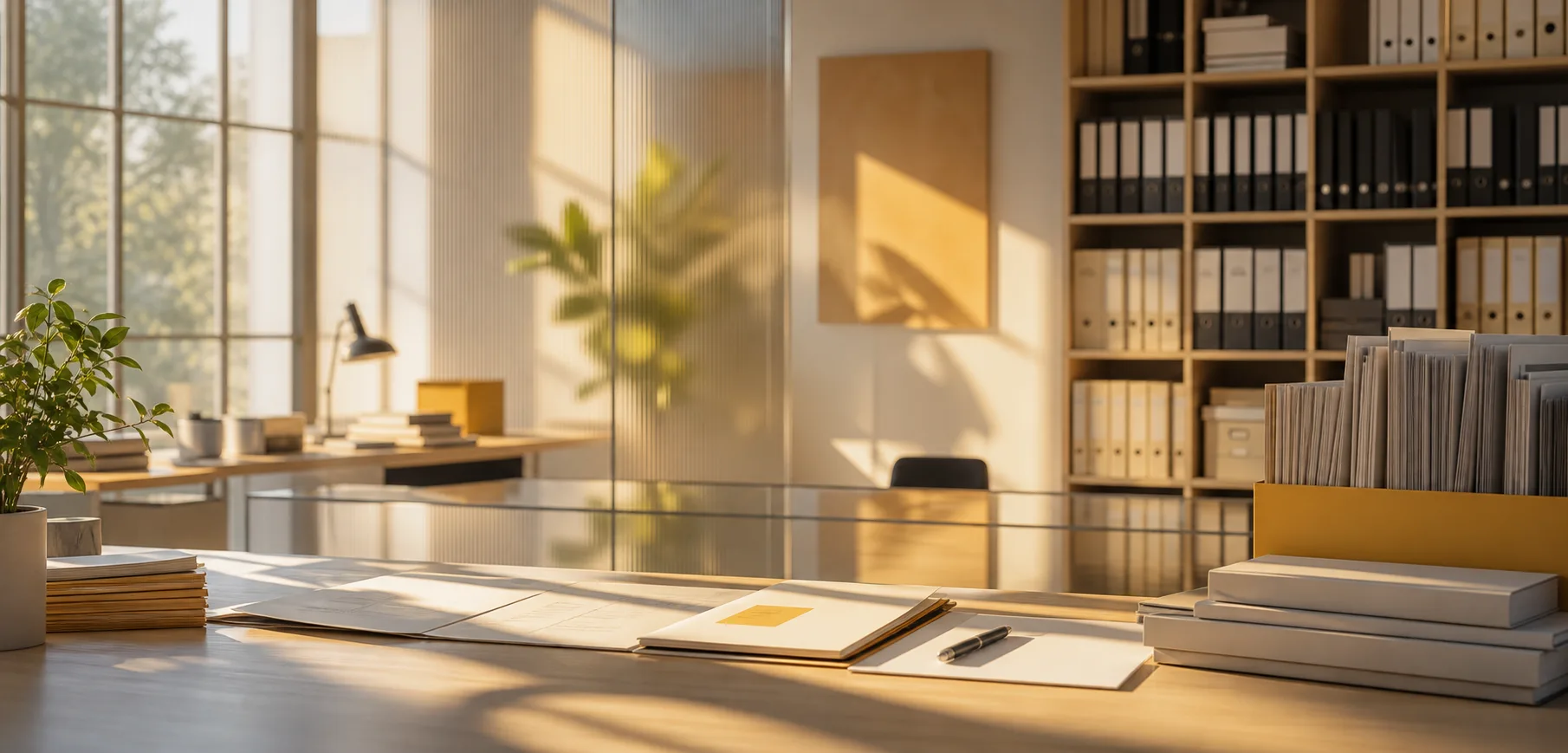 Warm office archive background