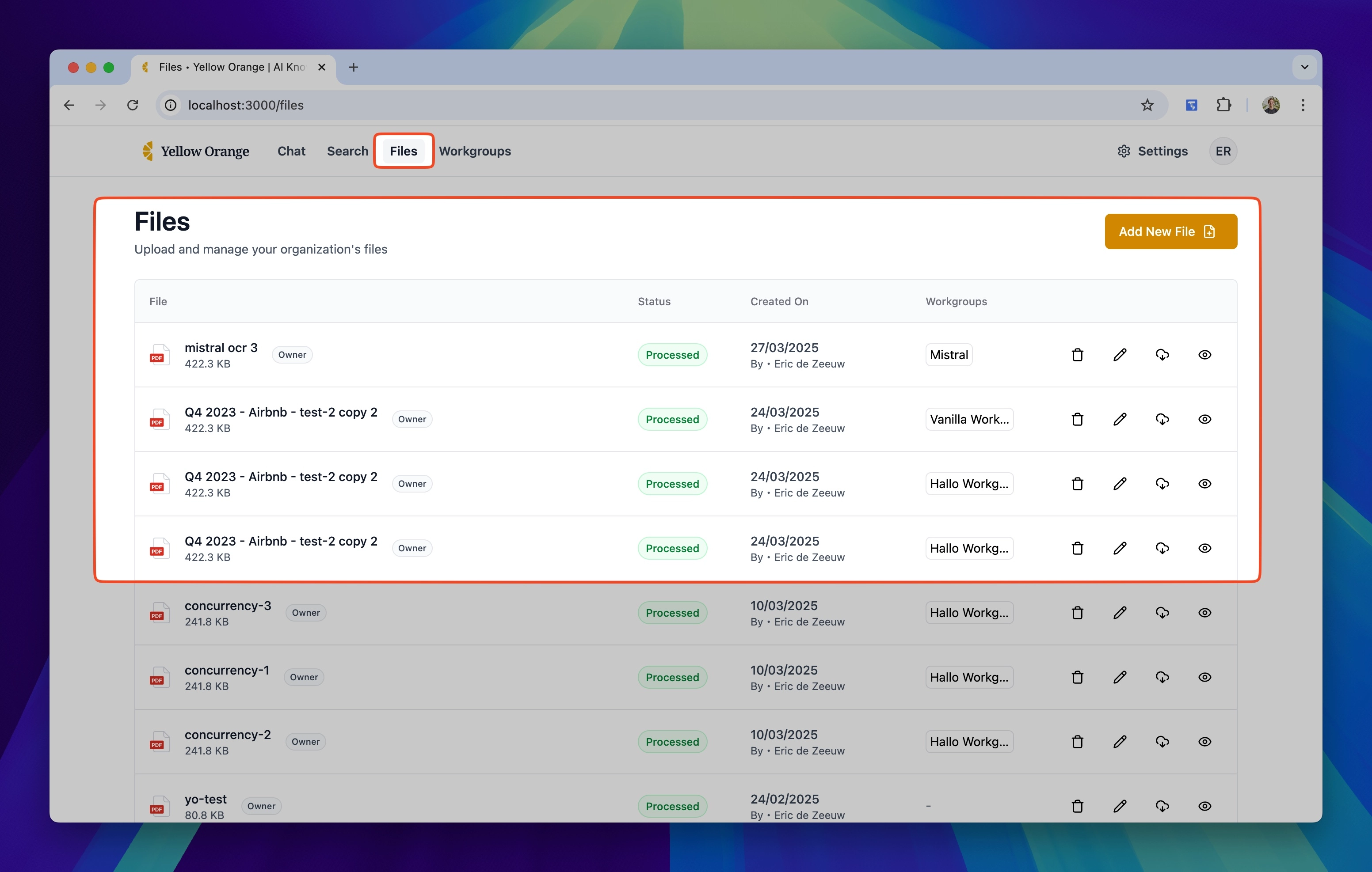 Onboarding screen explaining file upload and indexing